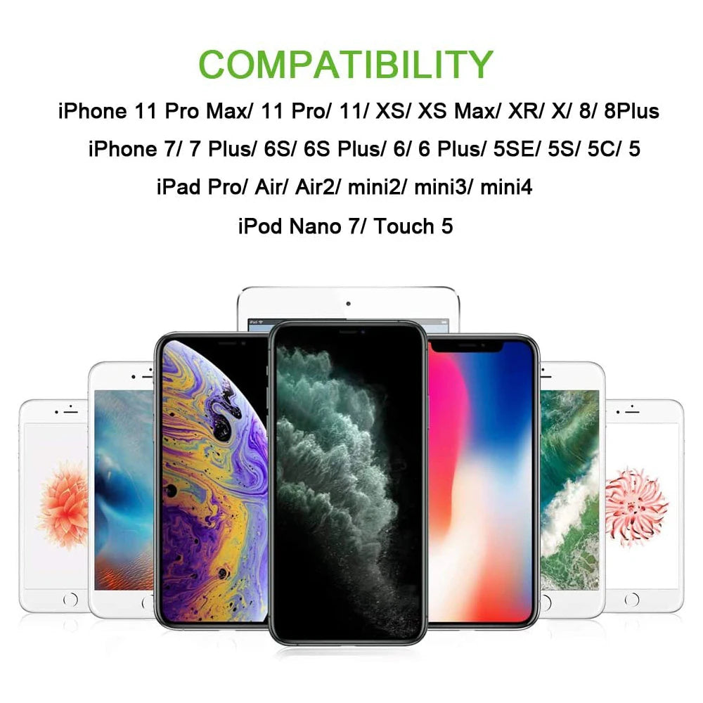 3-Pack MFi Certified Braided Iphone Cables (3ft, 6ft, 10ft)