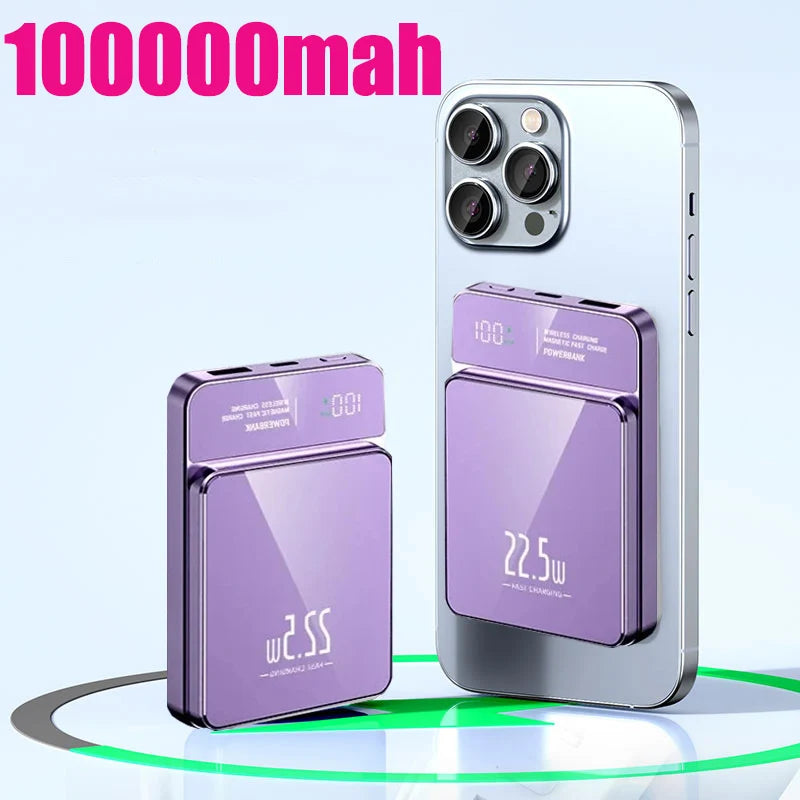 Magnetic Wireless Power Bank- 10,000mAh Fast Charging for Iphone & Android