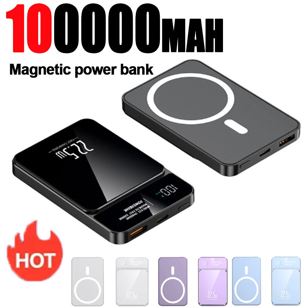 Magnetic Wireless Power Bank- 10,000mAh Fast Charging for Iphone & Android